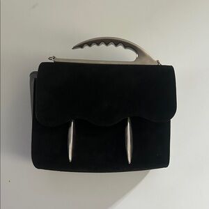 Ivan CIPRIANI - Vintage 1960s style retro Black Designer Handbag w Silver Accent
